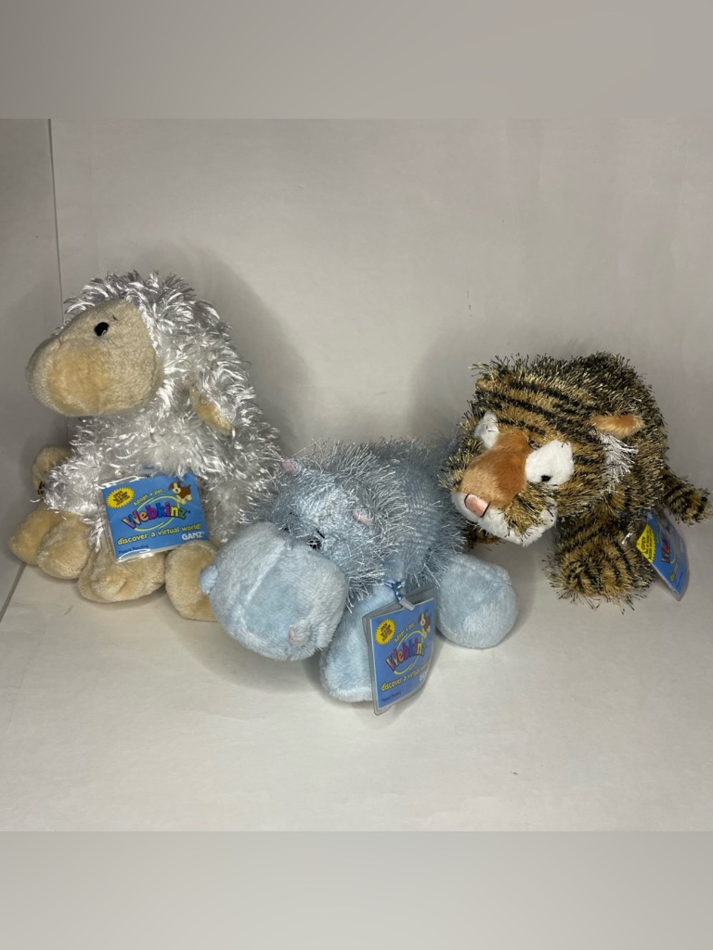 Lot of 3 Webkinz with Codes Lamb + Hippo + Tiger Plush New Unused
